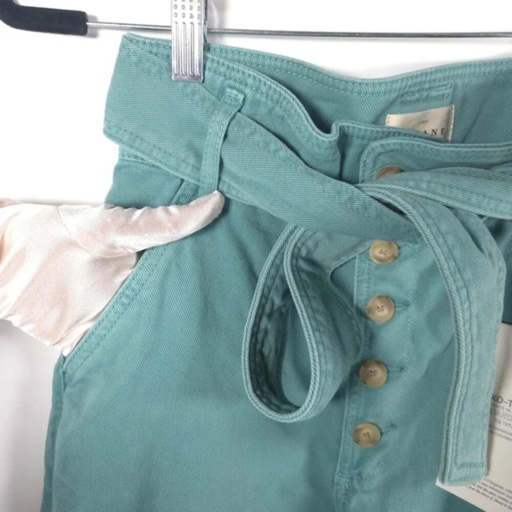 NWT SÉZANE LEANDRO MINT Denim Trousers Button Fly‎ Belted S212PAN004H Size 34